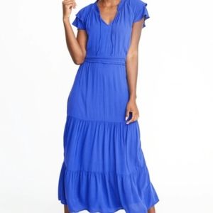 Old Navy Periwinkle Ruffle Short Sleeve Maxi Dress